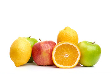 Composition with fruits isolated on a white