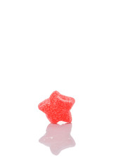 Red sugar jelly candy over white background