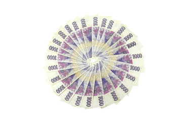 ..Czech banknotes, thousand white background