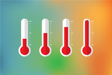 red thermometer illustration with blur background - obrazy, fototapety, plakaty