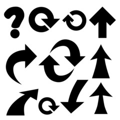 Set of black universal arrows and symbols.