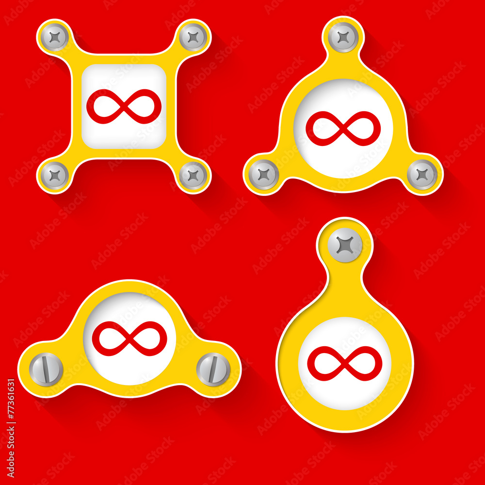 Poster abstract yellow objects and screws and math symbols