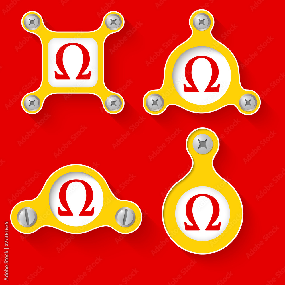 Poster abstract yellow objects and screws and math symbols