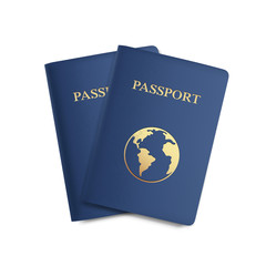 Vector Set of Passports with Map Isolated on White