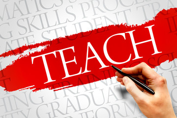 TEACH word cloud, education business concept