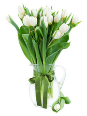 bouquet of white  tulips in vase
