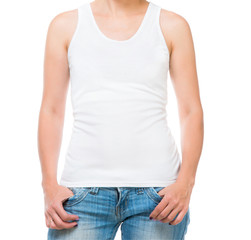White t-shirt on a young woman