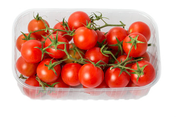 Cherry tomatoes in a plastic container