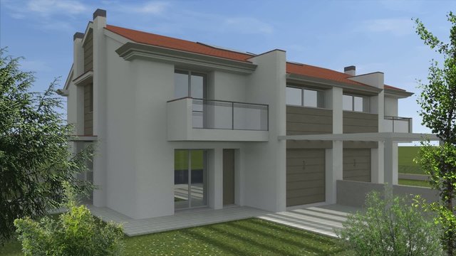 Animazione 3D studio solare di edificio urbano