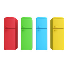 Four colored refrigerator.