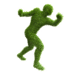 Fototapeta na wymiar Silhouette of a man with green leaves