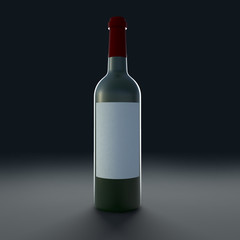 Bottle of wine isolate on black background