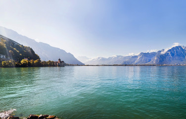 Panoramic view of Geneva lake , Switzerland