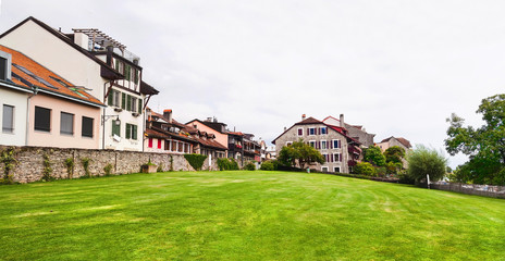 Panoramic view of green lawn in Vevey,  Switzerland