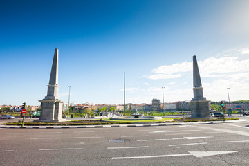 Roundabout of the Pyramids ("Glorieta de las Pirámides") in fro