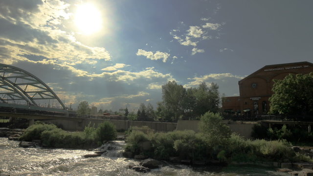 Shot of Platte river in park of Denver Colorado