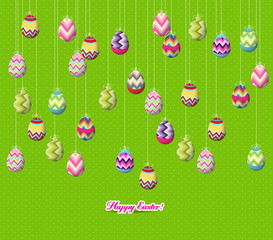 easter eggs hanging on the wire