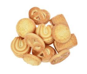 butter cookies,homemade biscuits, isolated on a white background