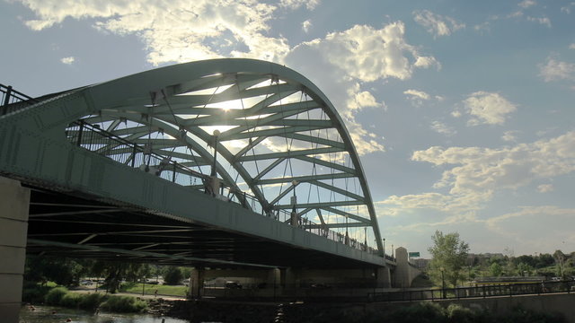 Bridge In Denver Colorado With Sun Poking Through