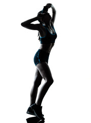woman runner jogger tired breathless silhouette
