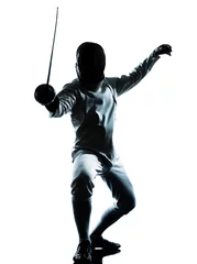 Foto op Plexiglas man fencing silhouette © snaptitude