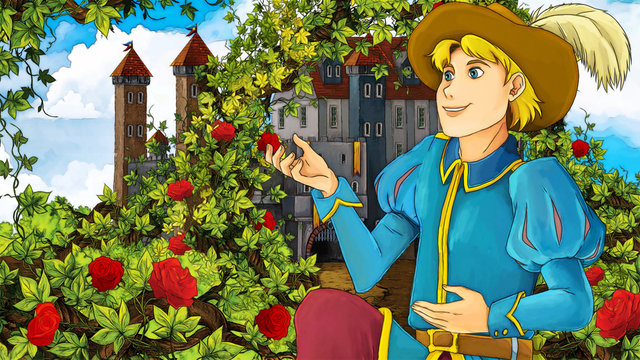 Cartoon fairy tale scene - prince - illustration