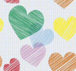 colorful hearts drawing on paper