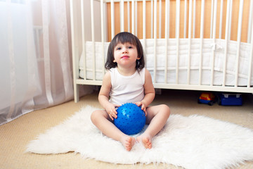 2 years boy with fitness ball