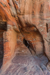 rocks caves in Nabatean city of  Petra Jordan