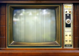 Retro Style Television Set with Bad Picture
