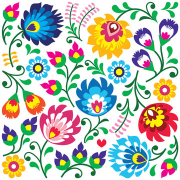 Floral Polish folk art pattern in square - Wycinanki © redkoala