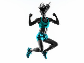 woman fitness jumping  exercises silhouette