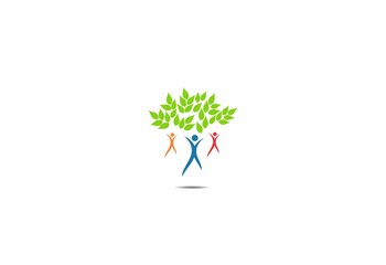 tree ecology people friendly logo abstract  vector icon
