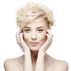 portrait of a beautiful woman with clean skin