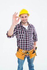 Handyman gesturing okay