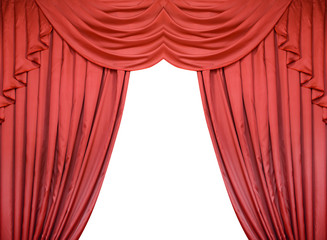 Red curtain isolated on white background