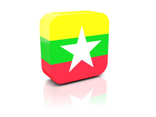 Square icon with flag of myanmar