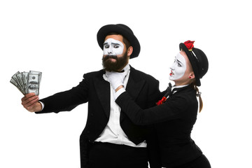 memes as businesswoman and businessman counting money