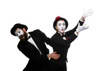 mime holding another one up and running