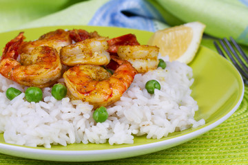 Shrimps with Rice and Peas