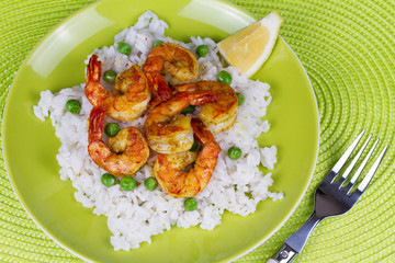 Shrimps with Rice and Peas
