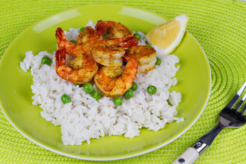 Shrimps with Rice and Peas