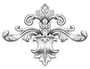 Vintage baroque frame scroll ornament vector