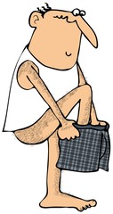 Man putting on his underwear