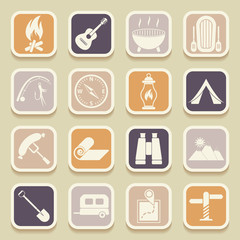 Camping universal icons for web and mobile applications. Vector