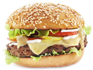 Hamburger isolated on a white background.