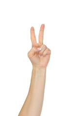 Image of hand sign isolate on white background