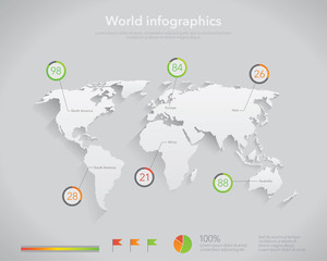 World map infographics template vector