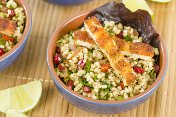 Grilled Halloumi and Tabbouleh Salad