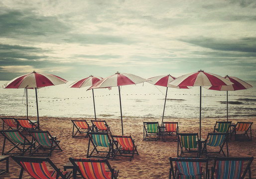 relaxation on the beach in retro style